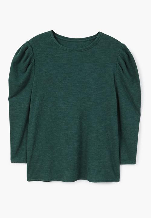 MANGO - Duque Puffed Sleeves T-shirt Dark Green