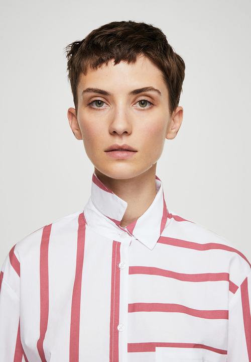 MANGO - Striped Shirt White