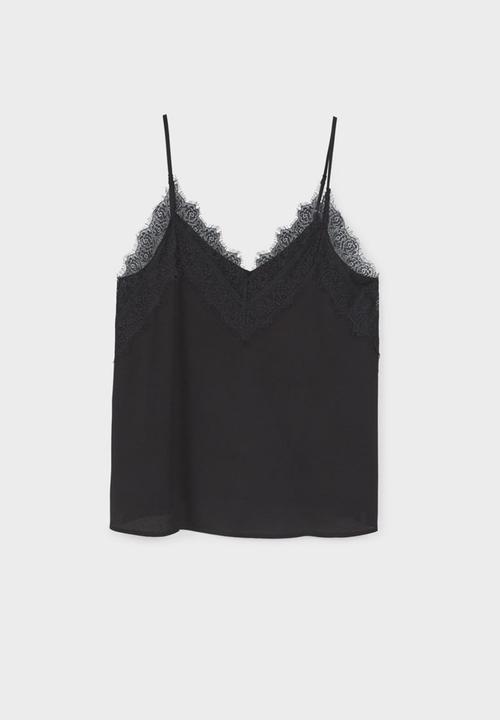 MANGO - Lace Camisole Black
