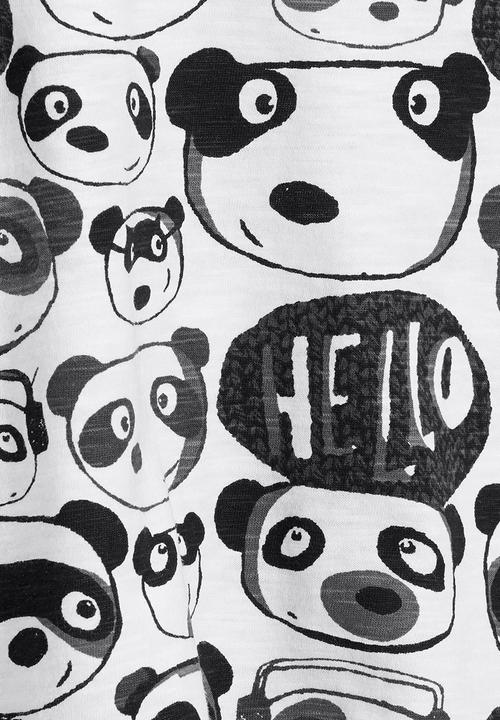 Next - Panda Printed T-shirt Black and White