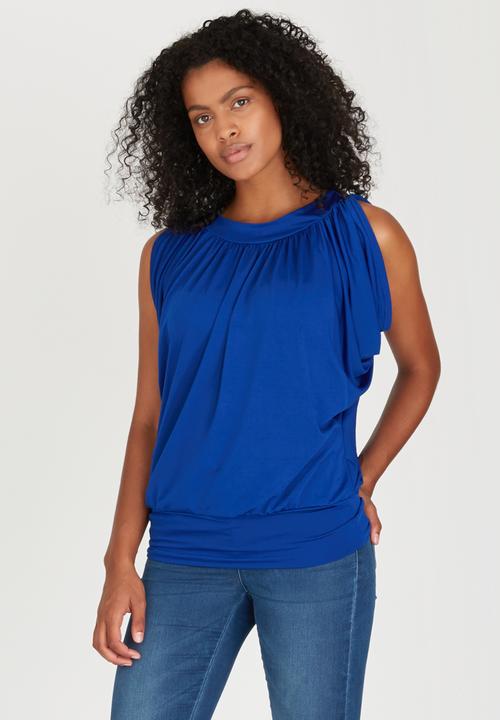 edit - Grecian Drape Top Cobalt