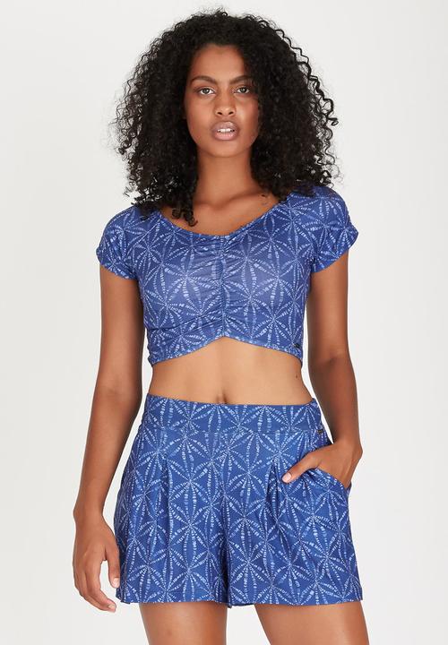 Roxy - Flower Chain Cropped Top Dark Blue
