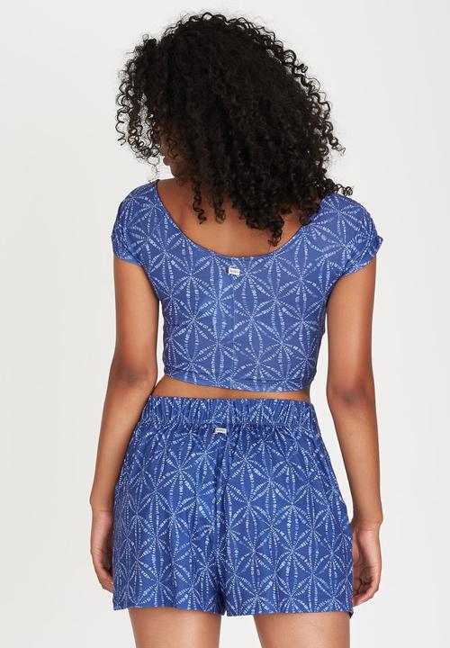 Roxy - Flower Chain Cropped Top Dark Blue