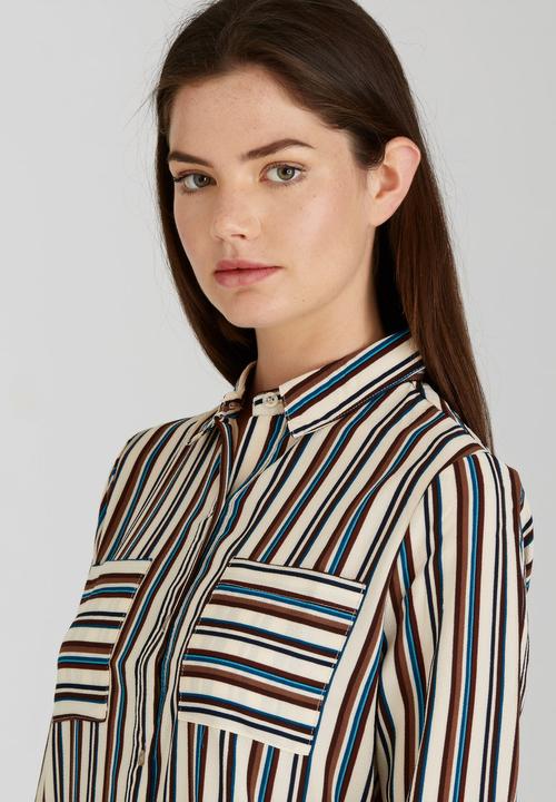 Brave Soul - Stripe Shirt Pockets Multi-colour