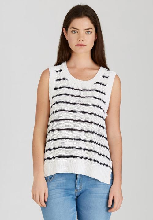 Brave Soul - Nautical Knit Tank Blue and White