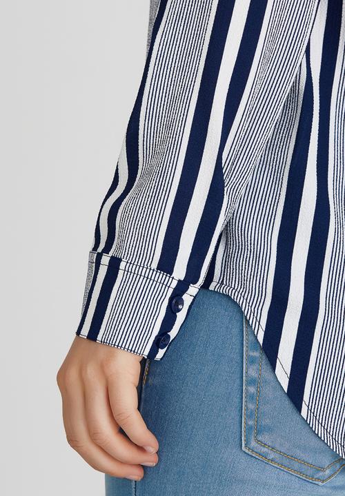 Brave Soul - Vertical Stripe Shirt Navy