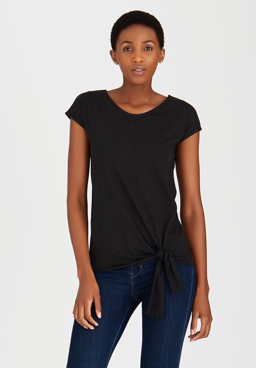 edit - Tie Front T-shirt Black