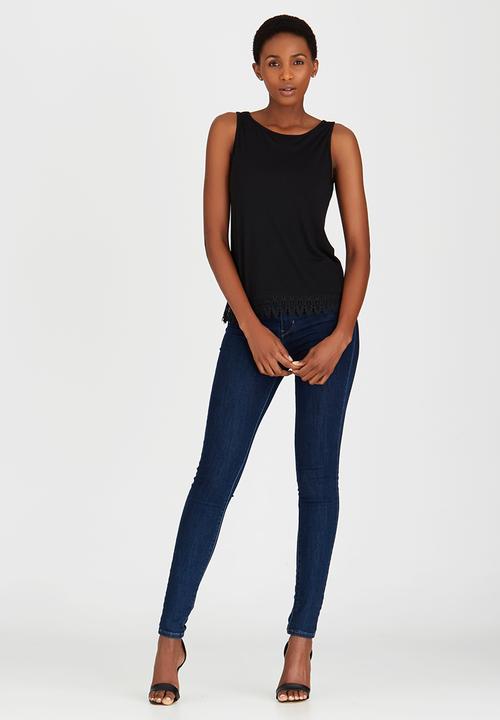 edit - Cami with Crochet Border Lace Black