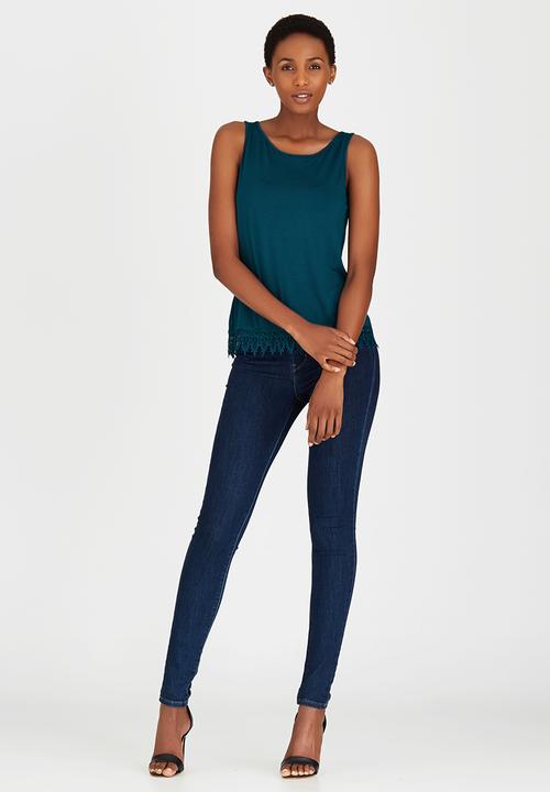 edit - Cami with Crochet Border Lace Turquoise
