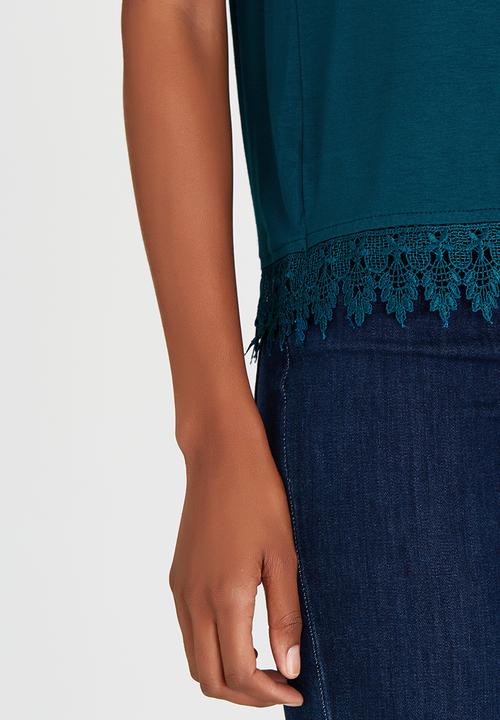 edit - Cami with Crochet Border Lace Turquoise
