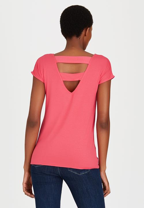 edit - Tie Front T-shirt Coral
