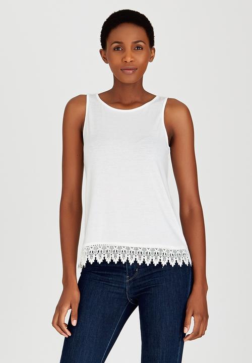 edit - Cami with Crochet Border Lace White