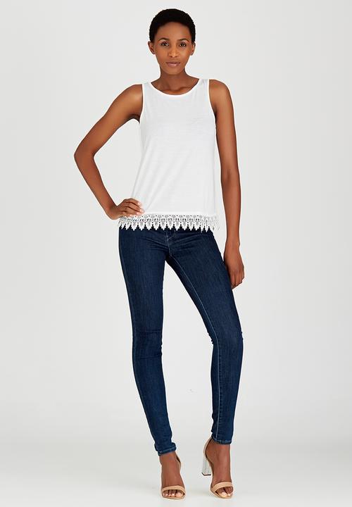 edit - Cami with Crochet Border Lace White