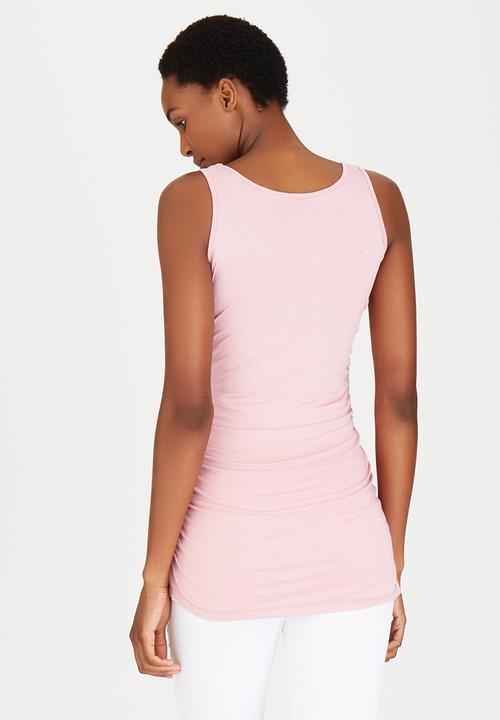 Cherry Melon - Side Gauge Tank Top Pale Pink