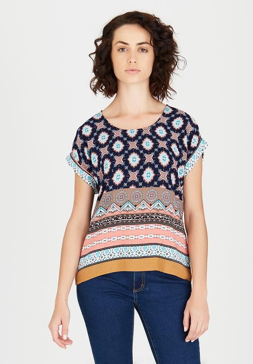 Bukamina - Patterned Blouse Coral