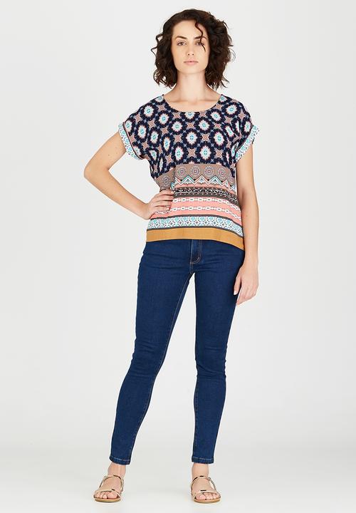 Bukamina - Patterned Blouse Coral