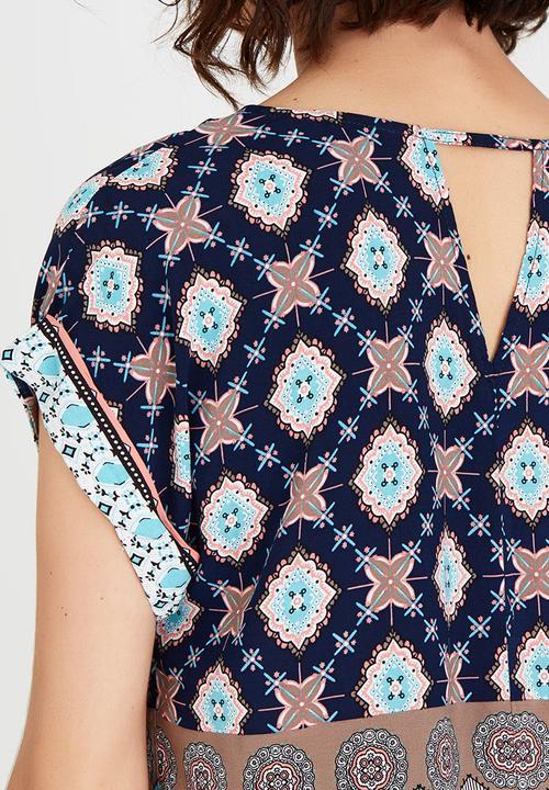 Bukamina - Patterned Blouse Coral