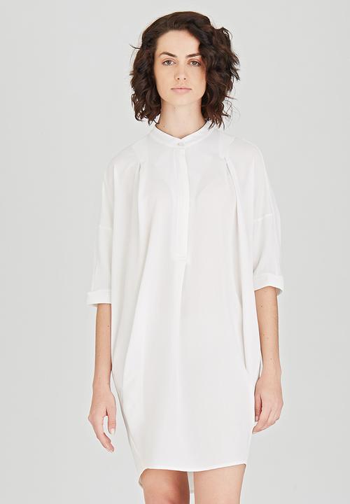 Jo Champ - Pleat Detail Shirtdress White