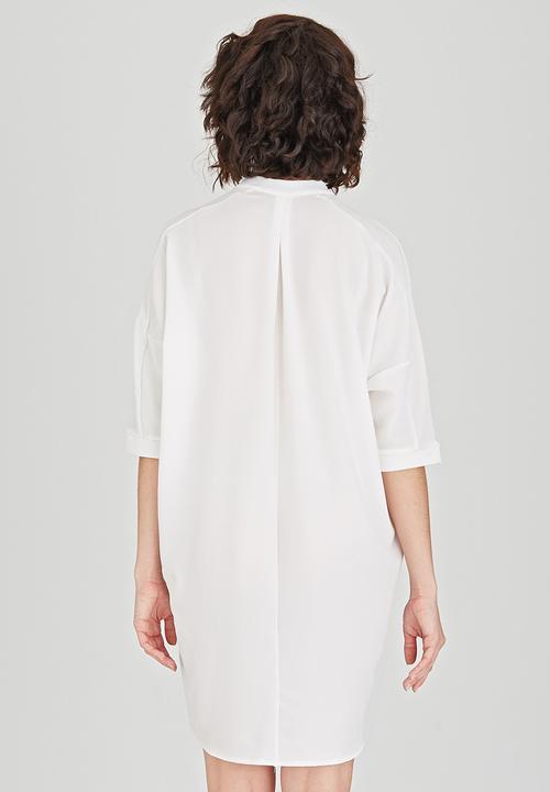 Jo Champ - Pleat Detail Shirtdress White