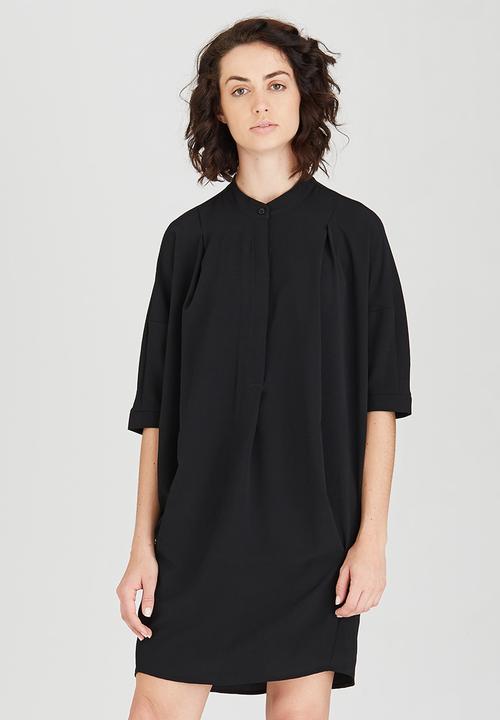 Jo Champ - Pleat Detail Shirtdress Black