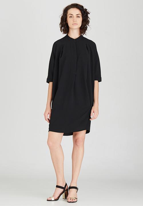 Jo Champ - Pleat Detail Shirtdress Black