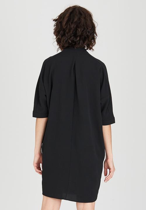 Jo Champ - Pleat Detail Shirtdress Black