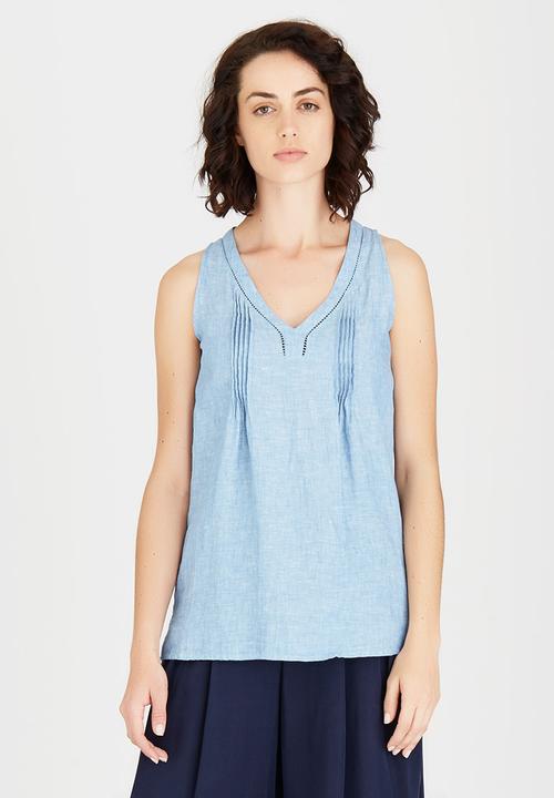 G Couture - Pintuck Top Pale Blue