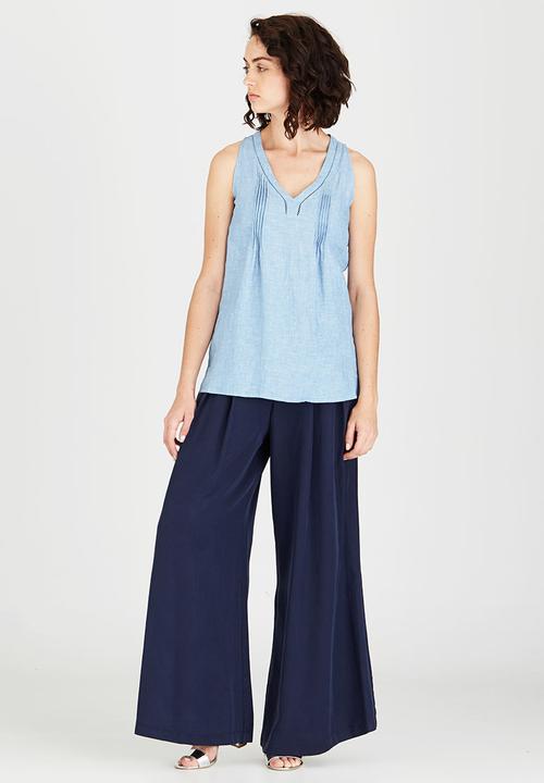 G Couture - Pintuck Top Pale Blue