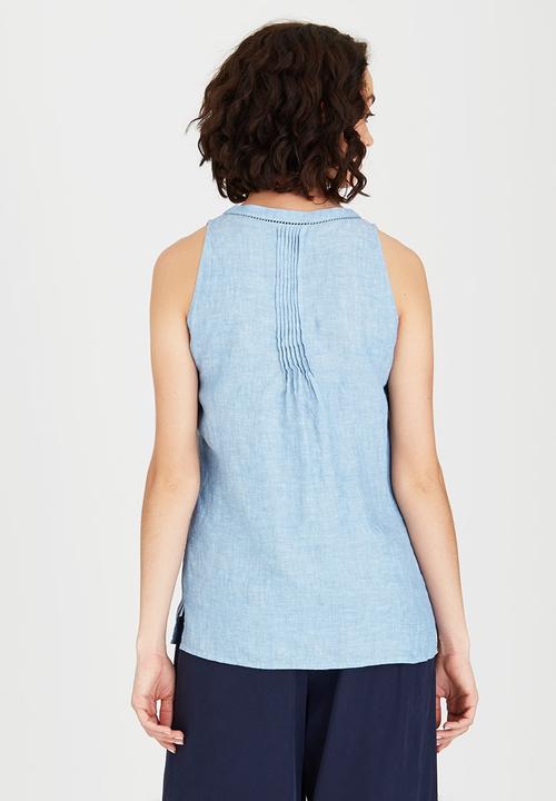 G Couture - Pintuck Top Pale Blue