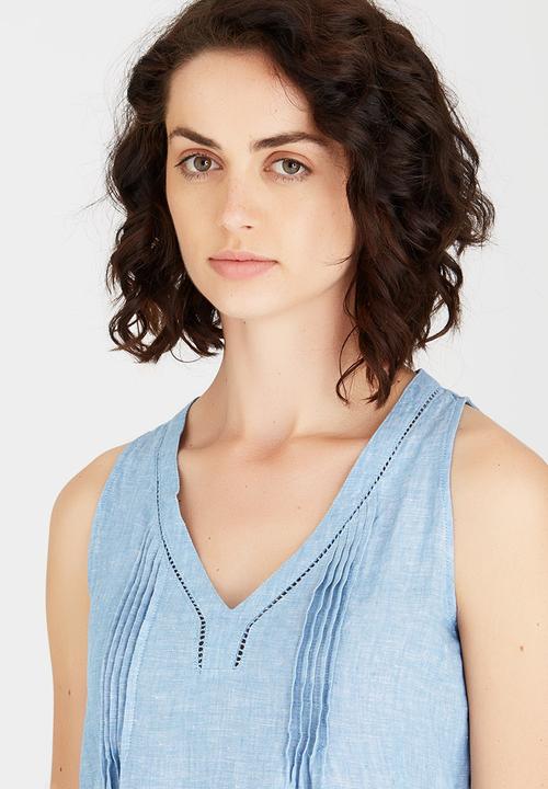 G Couture - Pintuck Top Pale Blue