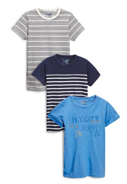 Next - Three Pack T-shirts Blue and Grey