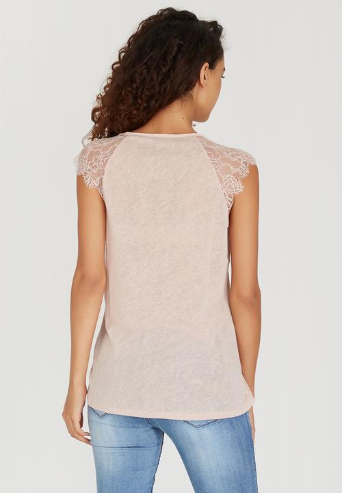 SISSY BOY - Gianna Tee with Eyelash Lace Pale Pink