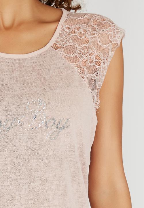 SISSY BOY - Gianna Tee with Eyelash Lace Pale Pink