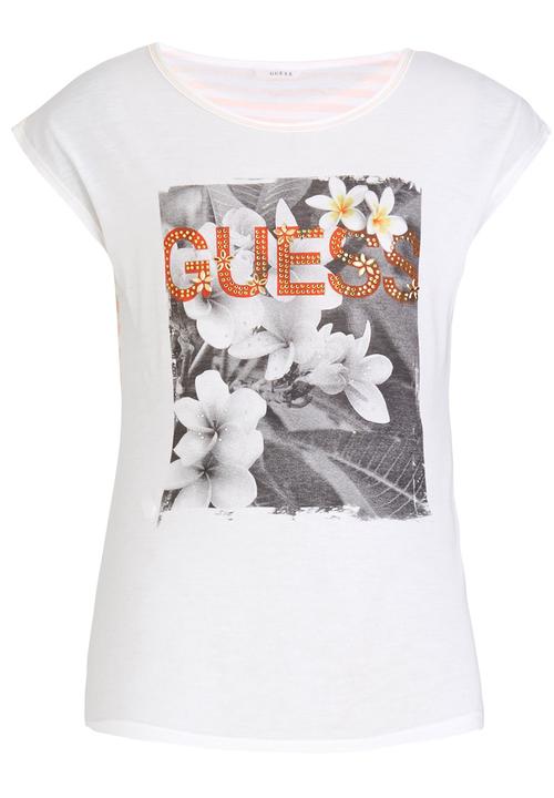 GUESS - Stripe Back Logo Tee White