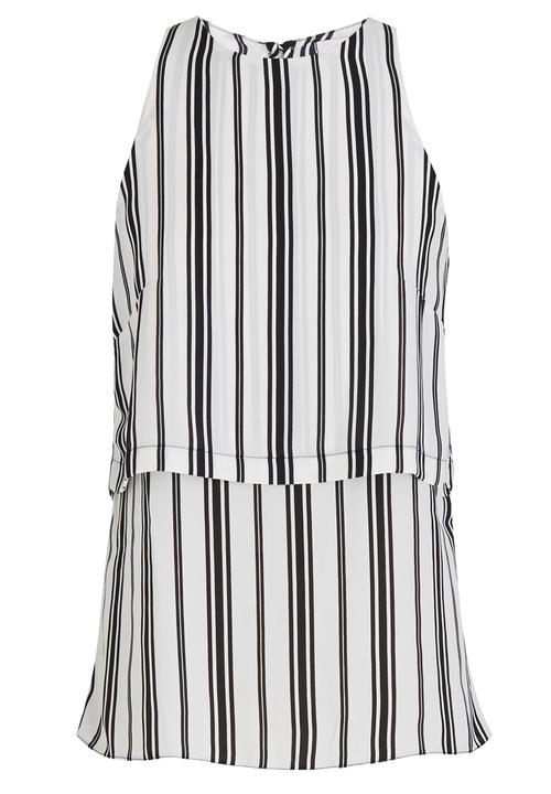 edit - Double Layer Sleeveless Blouse Black and White