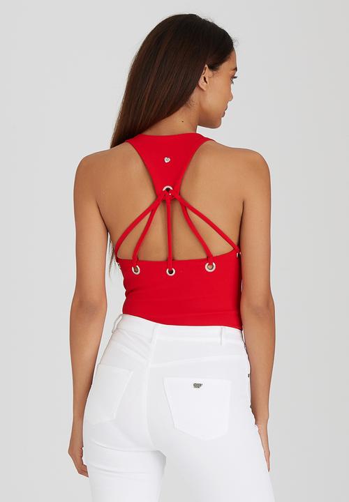 SISSY BOY - Eyelet Bodysuit Red