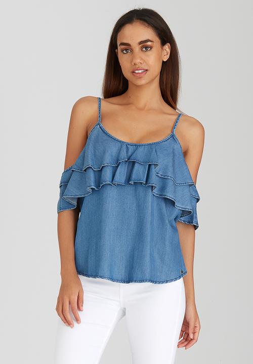 SISSY BOY - Tencel Frill Blouse Mid Blue