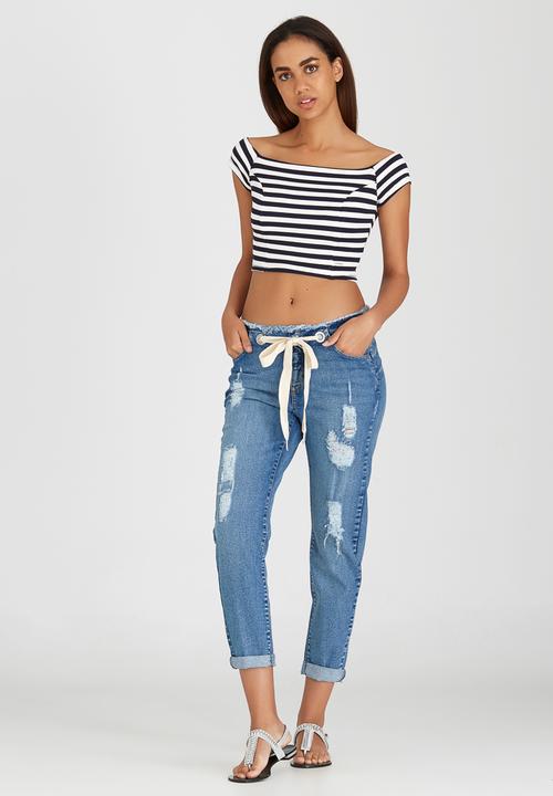 SISSY BOY - Hanoch Striped Crop Top Blue and White