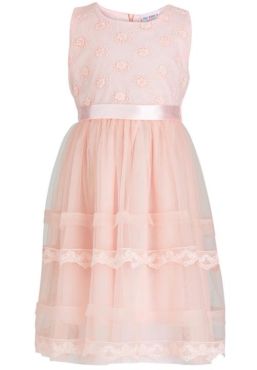 Pop Candy - Pink Flowered  Dress Pale Pink