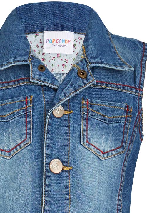 Pop Candy - Sleeveless Denim Jacket Blue