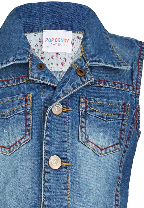 Pop Candy - Sleeveless Denim Jacket Blue