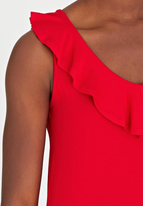 edit - Ruffle Knit Top Red