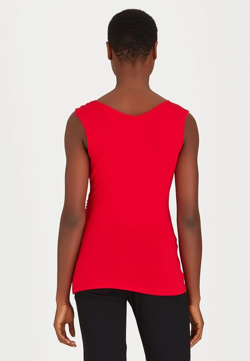edit - Cross-over Knit Shell Top Red