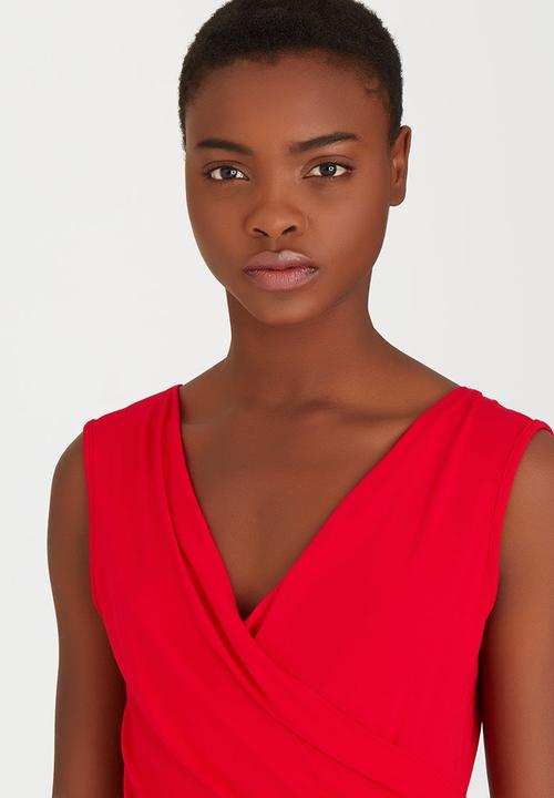 edit - Cross-over Knit Shell Top Red