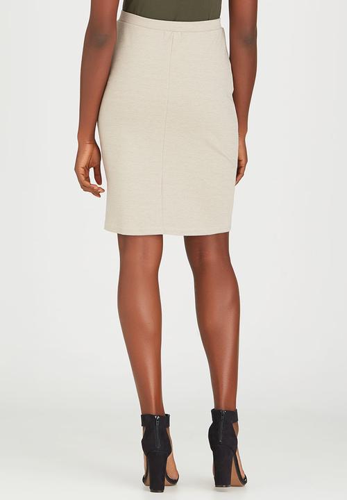 edit - Side Pleated Pencil Skirt Stone