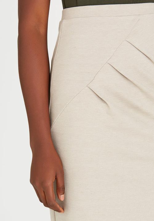 edit - Side Pleated Pencil Skirt Stone