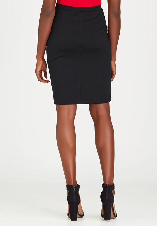 edit - Side Pleated Pencil Skirt Black