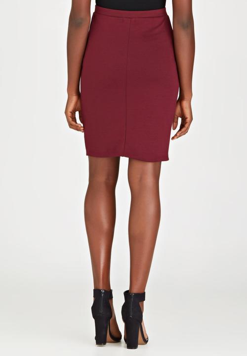 edit - Side Pleated Pencil Skirt Dark Red