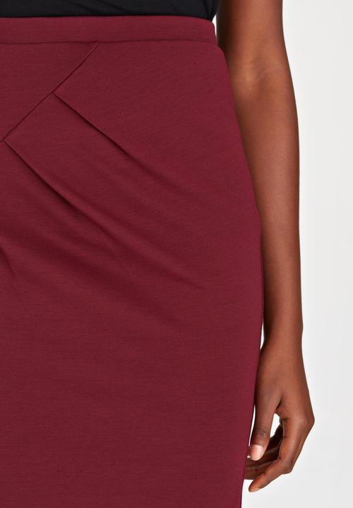 edit - Side Pleated Pencil Skirt Dark Red