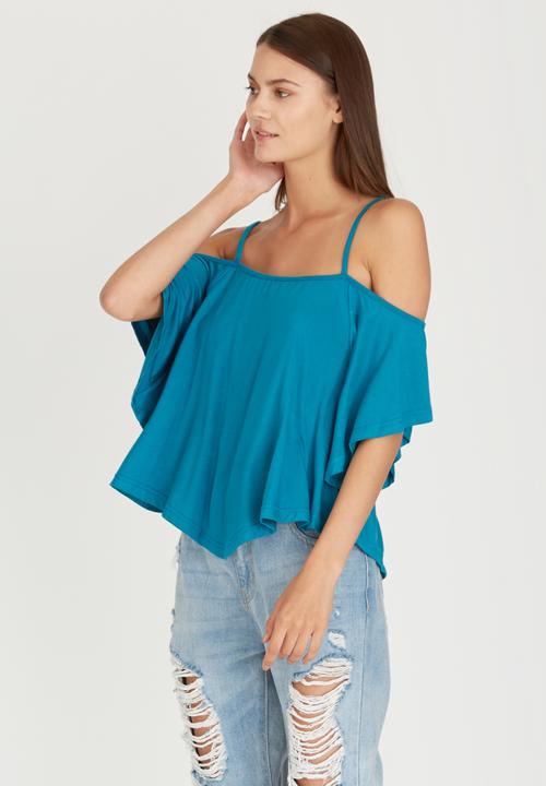 c(inch) - Cold Shoulder T-shirt Blue